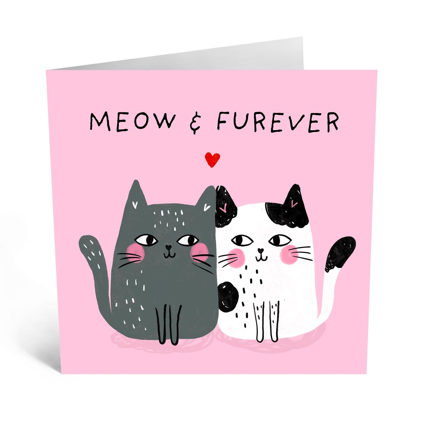 Greeting Card - 'Meow & Furever' - For Cat Lovers - Cute and Playful Design - Perfect for Celebrating Cat-Related Occasions, Friendships, or Just Because - Comes with Fun Stickers by Central 23
