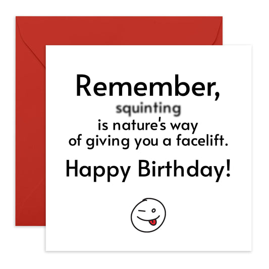 Birthday Card For Him Her - Nature's Face Lift Smiley - Naughty Birthday Cards For Friend Bestfriend - Gifts For Men Women - From Friend Bff - Comes With Stickers By Central 23