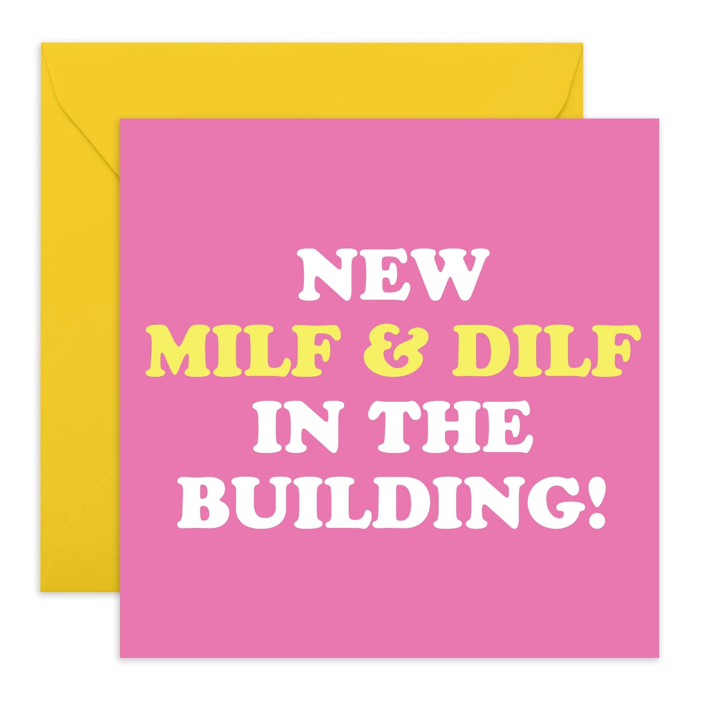 New Baby Card - Baby Shower Cards - New MILF & DILF In The Building - Pregnancy Congratulations Card - Congrats Card Girl Boy - New Parents Gifts For Couples - Comes With Stickers By Central 23