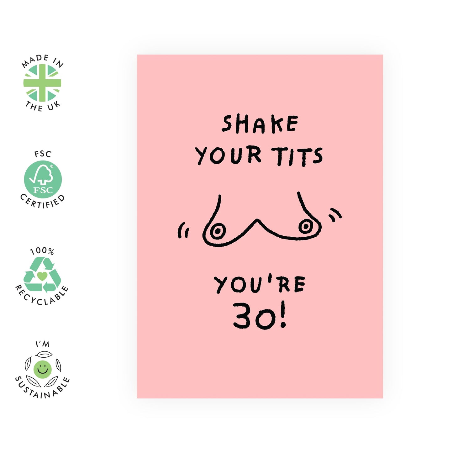 30th Birthday Card For Women - 30-Shake-Your-Tits - Wife Birthday Card - Best Friend Bday Card Sister - Happy Thirtieth Birthday Greeting Card Female Friends - Comes With Stickers By Central 23