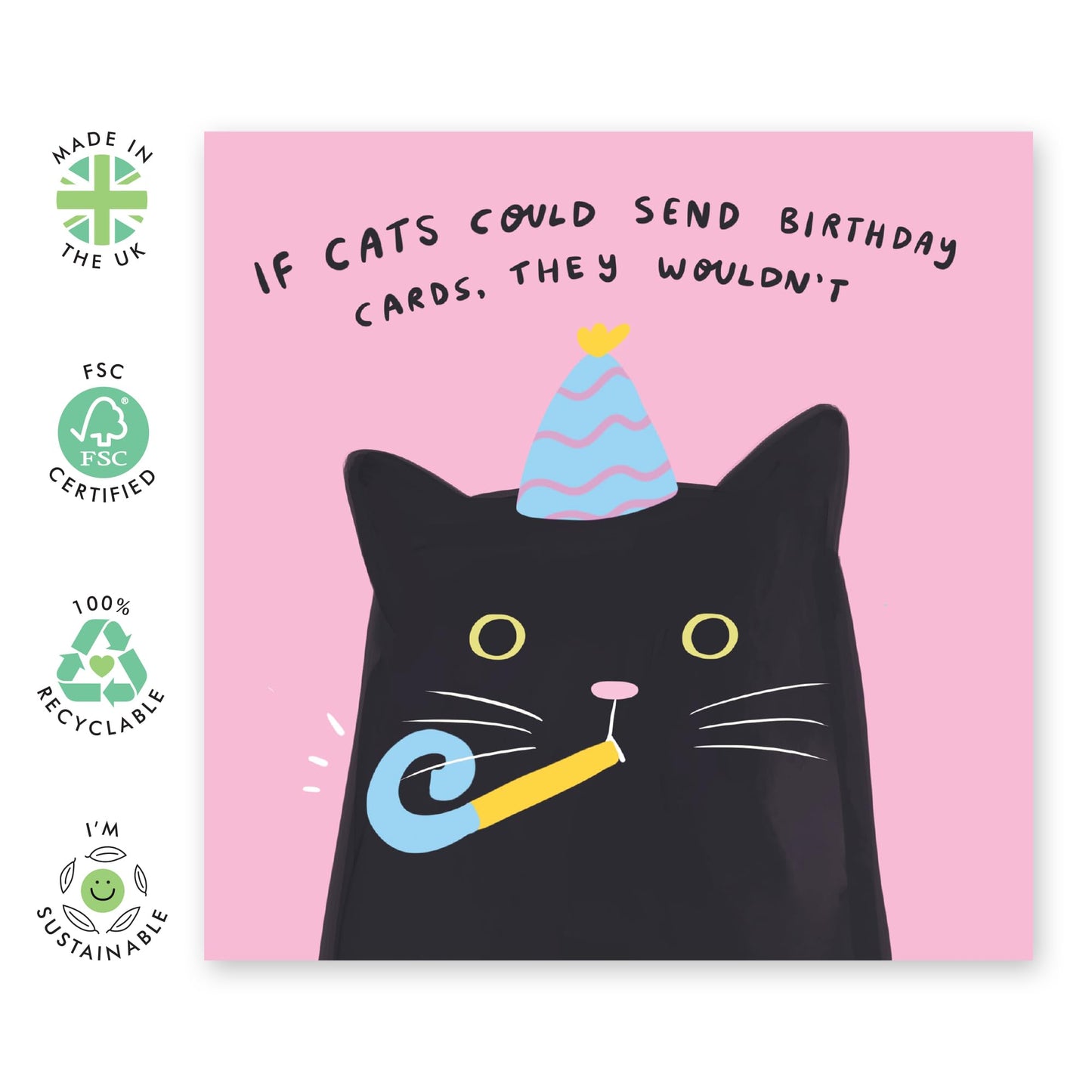 Funny Cat Birthday Card For Cat Dad Fur Mum - If Cats Could Send Cards, They Wouldn't - Sarcasm Jokes - Hilarious Birthday Cards For Him Her - Gifts For Pet Owner - Comes With Stickers By Central 23