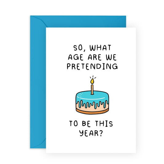 Hilarious Birthday Card for Middle Aged Adults - 'What Age Cake' -Gifts for Friends, Bruv, Mates, Colleagues, Co-workers, Him, Husband, Partner, Bestie, BFF - Denial - Comes with Fun Stickers