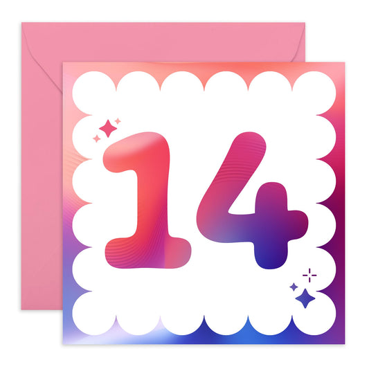 14th Birthday Card Girl Boy Kids - Milestone Age Fourteen - Happy Birthday Cards 14 Year Old - Fourteenth Bday Gifts For Son Daughter Nephew Niece Grandson - Comes With Stickers By Central 23