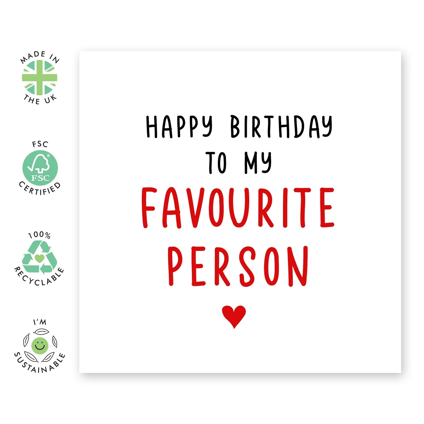 Birthday Card For Boyfriend Girlfriend - To My Favourite Person - Sweet Birthday Cards For Men Women - Love Gifts For Husband Wife - Comes With Stickers - By Central 23