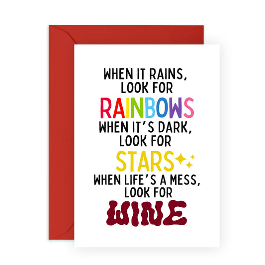 Humorous Greeting Card - 'LOOK FOR WINE' - Perfect for Celebrating Wine Lovers and Special Occasions - Ideal for Friends and Family Who Appreciate a Good Laugh - Comes With Stickers By Central 23