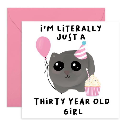 30th Birthday Card for Girls - ‘Just A 30 Year Old Girl’ - Happy Thirtieth Birthday Card for Sister, Daughter, Niece, Friends - Gifts for Women Age Thirty - Comes with Fun Stickers by Central 23