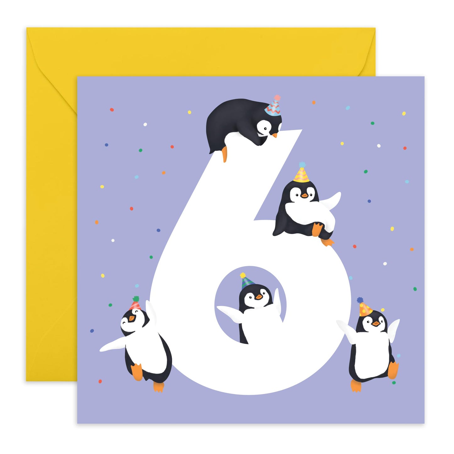 6th Birthday Card For Boys Girls - Penguin Age 6 - Toddler Milestone Cards Age Six Year Old - Sixth Birthday Cards For Niece Nephew - Gifts For Daughter Son - Comes With Sticker By Central 23