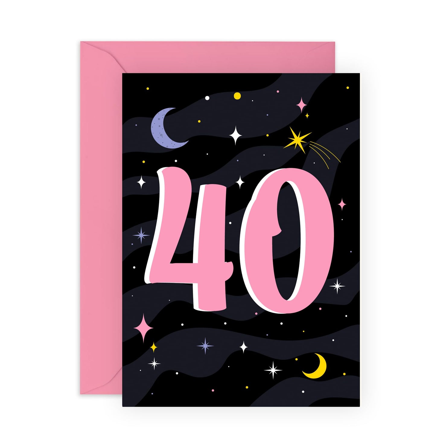 40th Birthday Card For Wife - 40 Stars - Stars Birthday Card For Mum - Women Sister - Happy Fortieth Birthday Greeting Card Female Friends - Comes With Fun Stickers - By Central 23