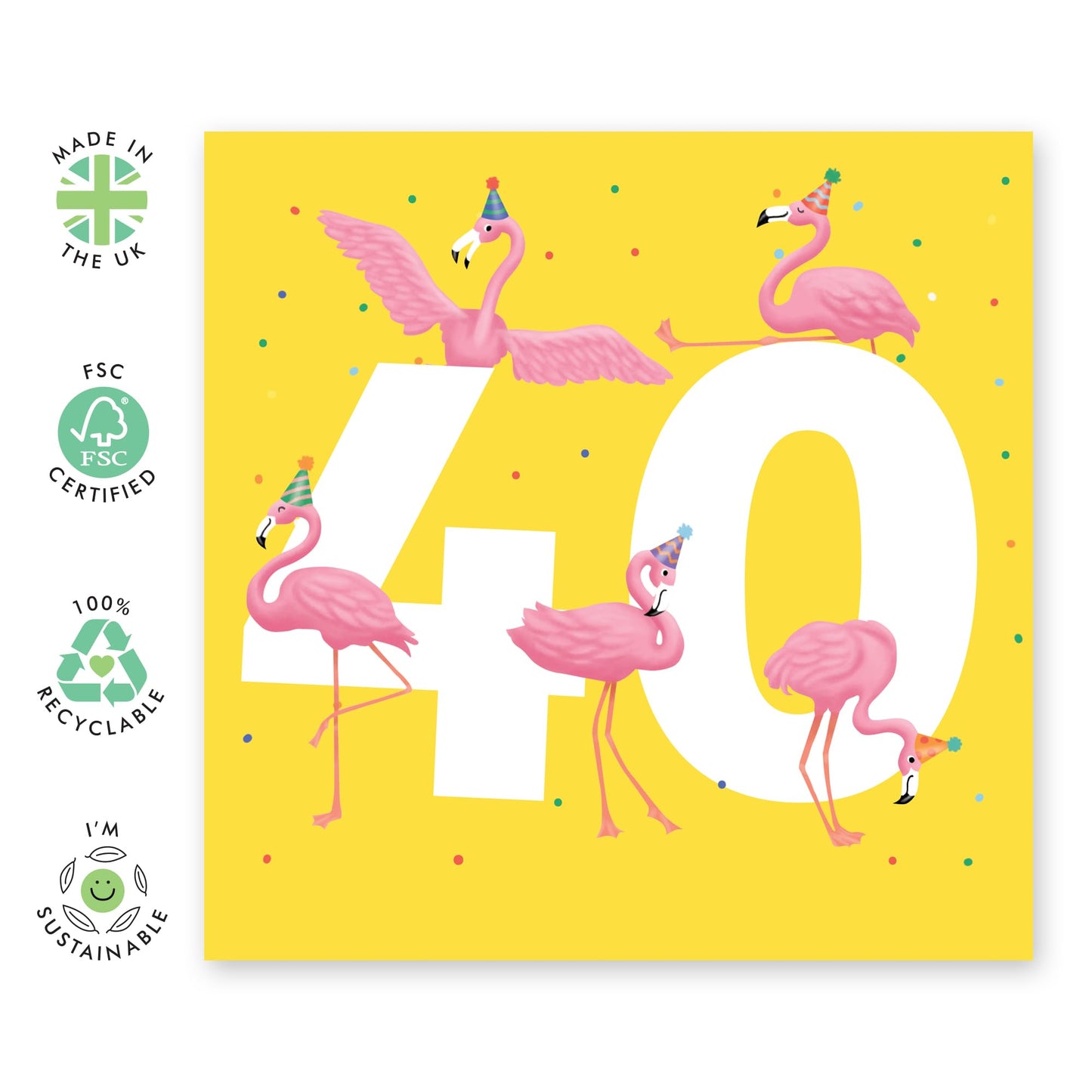 40th Birthday Card For Wife - Flamingo Age 40 - Floral Birthday Card For Mum - Women Sister - Happy Fortieth Birthday Greeting Card Female Friends - Comes With Fun Stickers - By Central 23