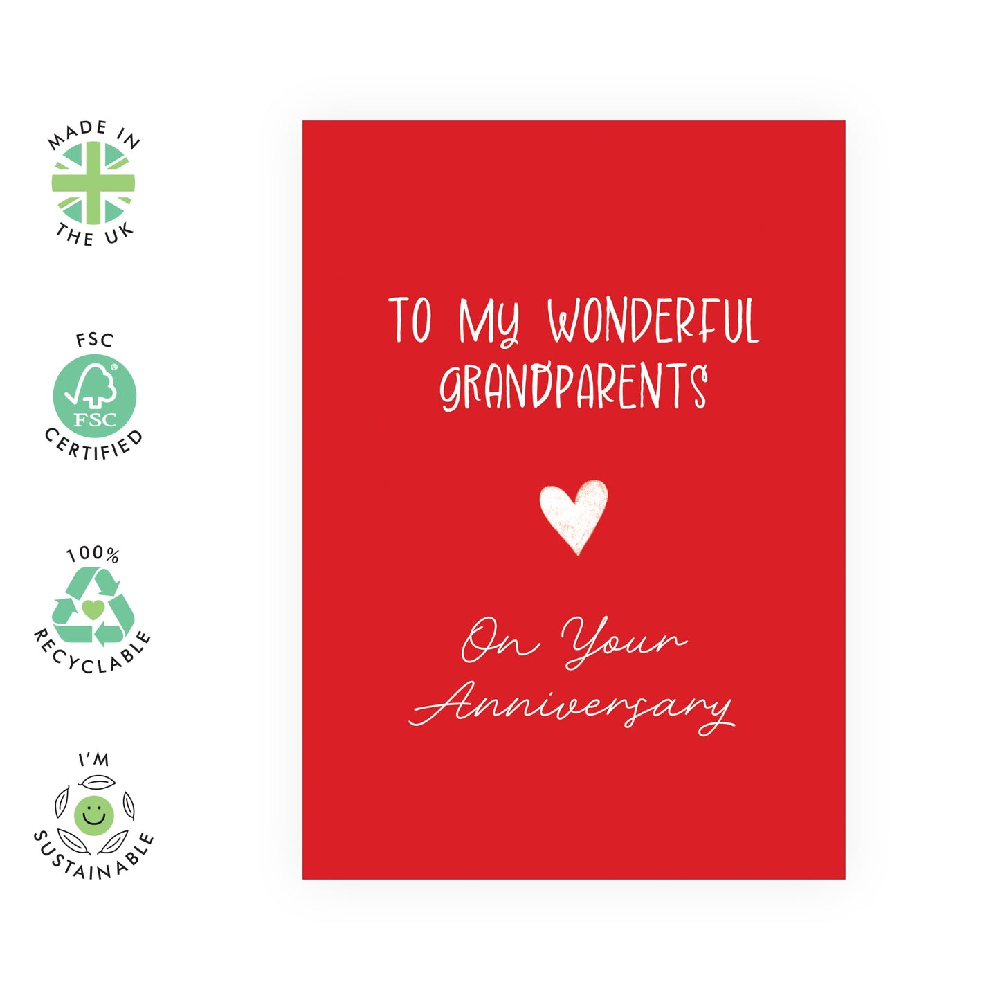 Romantic Anniversary Card for Granpa and Grandma - 'Grandparents' - Gifts for Granny, Grandmum, Grandad, Family - Classic Red for Him Her - Comes with Fun Stickers