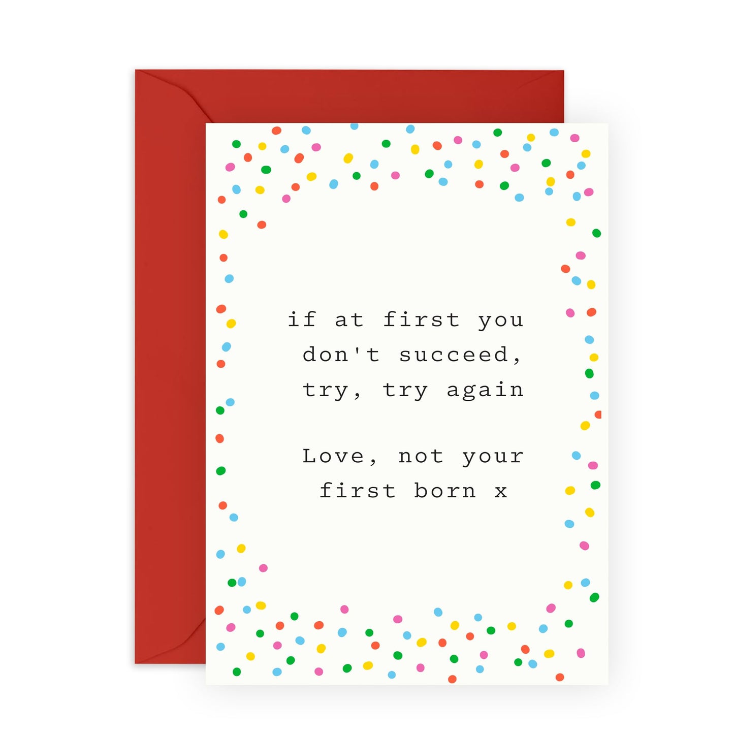 Good Luck Cards - If At First You Don't Succeed, Try - You Can Do It Well Done Greeting Cards And Envelopes - Congratulations Gifts For Mum Dad - Comes With Stickers By Central 23