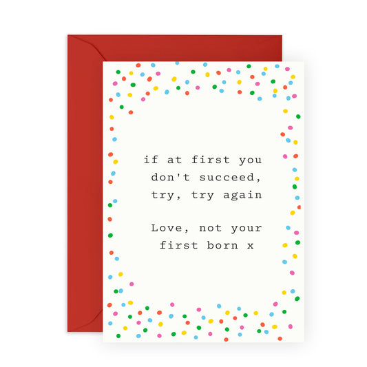 Good Luck Cards - If At First You Don't Succeed, Try - You Can Do It Well Done Greeting Cards And Envelopes - Congratulations Gifts For Mum Dad - Comes With Stickers By Central 23