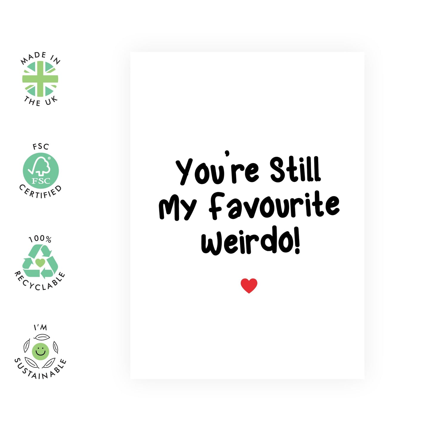 Husband Wedding Anniversary Card - Favourite Weirdo - Funny Birthday Card For Wife - Valentines Day Card For Boyfriend Girlfriend - For Couple - Comes With Stickers - By Central 23