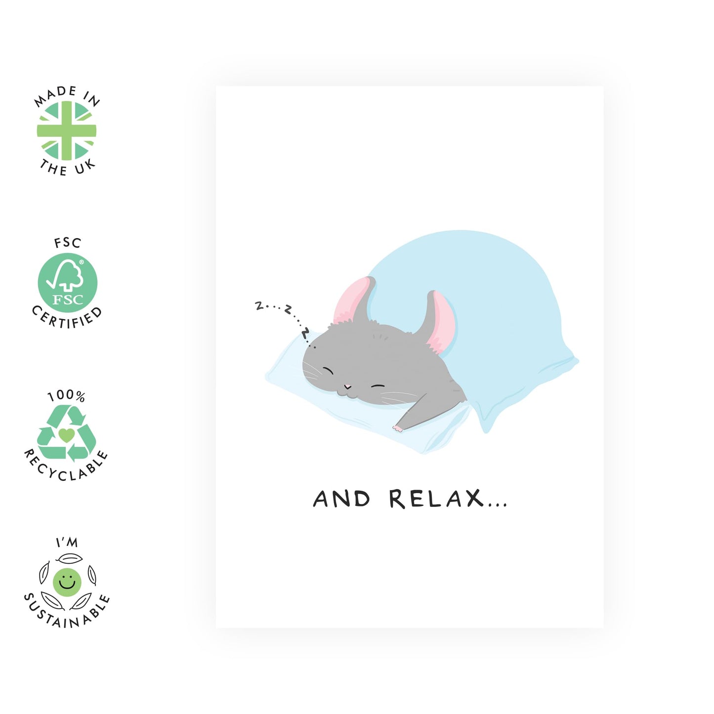 Greeting Cards For Men Women - Chinchilla Relax - Mothers Day Card For Mum - Fathers Day Card Dad - Gifts For Her Him - Comes With Stickers - By Central 23