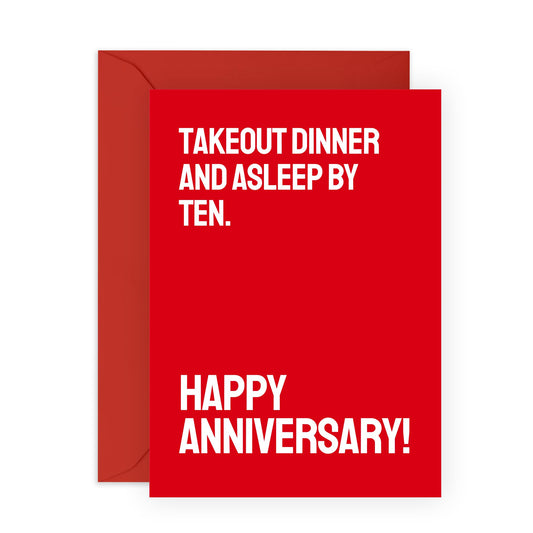 Anniversary Greeting Card - 'ASLEEP BY 10 ANNIVERSARY' - Perfect for Celebrating a Milestone with a Touch of Humor - Ideal for Couples Who Enjoy a Fun Twist - Comes With Stickers By Central 23
