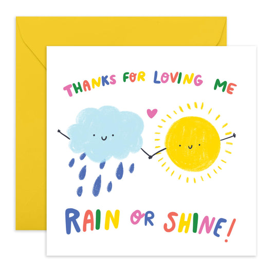 Love & Thank You Card - 'Rain or Shine' - Gifts for Married Couples, Him, Her, Spouses, Husband, Wife, Babe, Girlfriend, Boyfriend, Partner - Saying Thank You - Mothers Day Ideas for Mum, Mummy, Ma