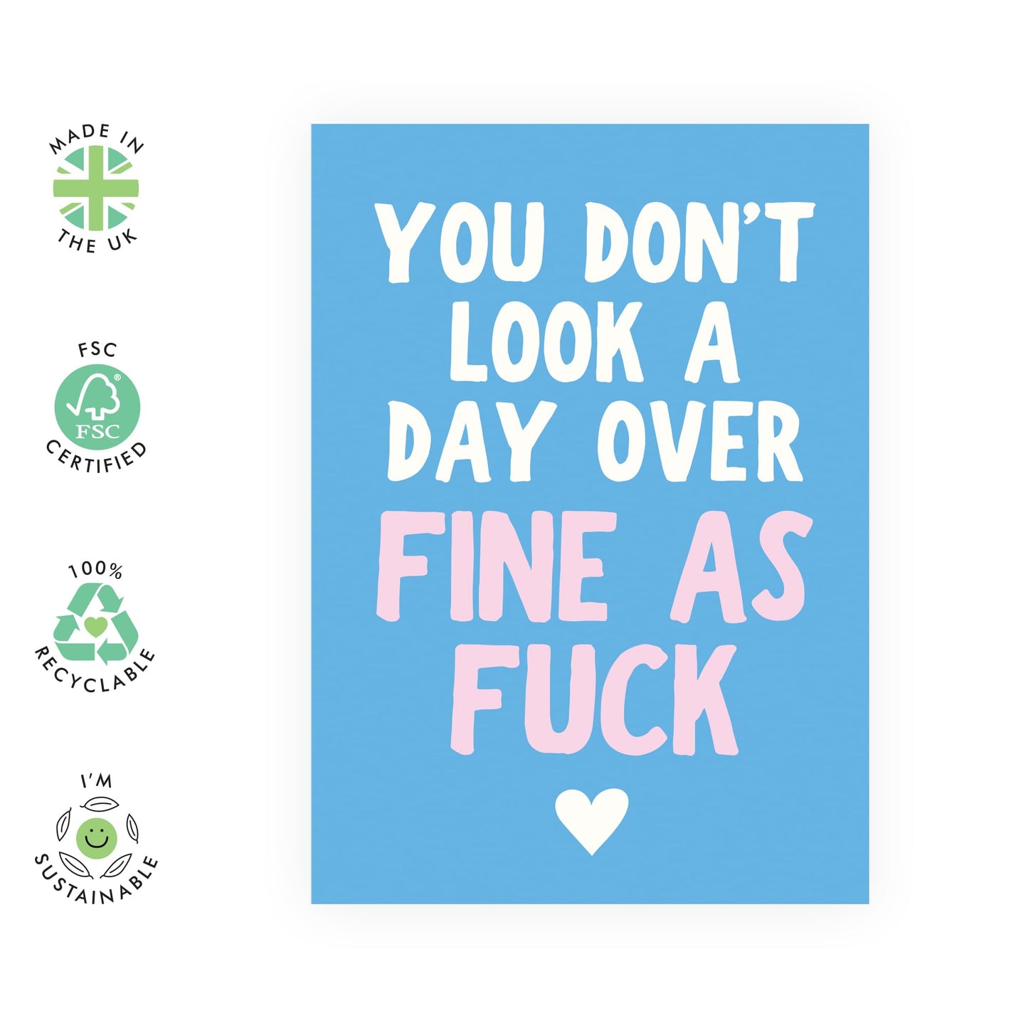 Wife Birthday Card - You Don't Look A Day Over Fine As Fuck - Funny Birthday Card For Women Mum Nan Aunt Girlfriend Best Friends - Gifts For Her - Comes With Fun Stickers And Envelopes By Central 23