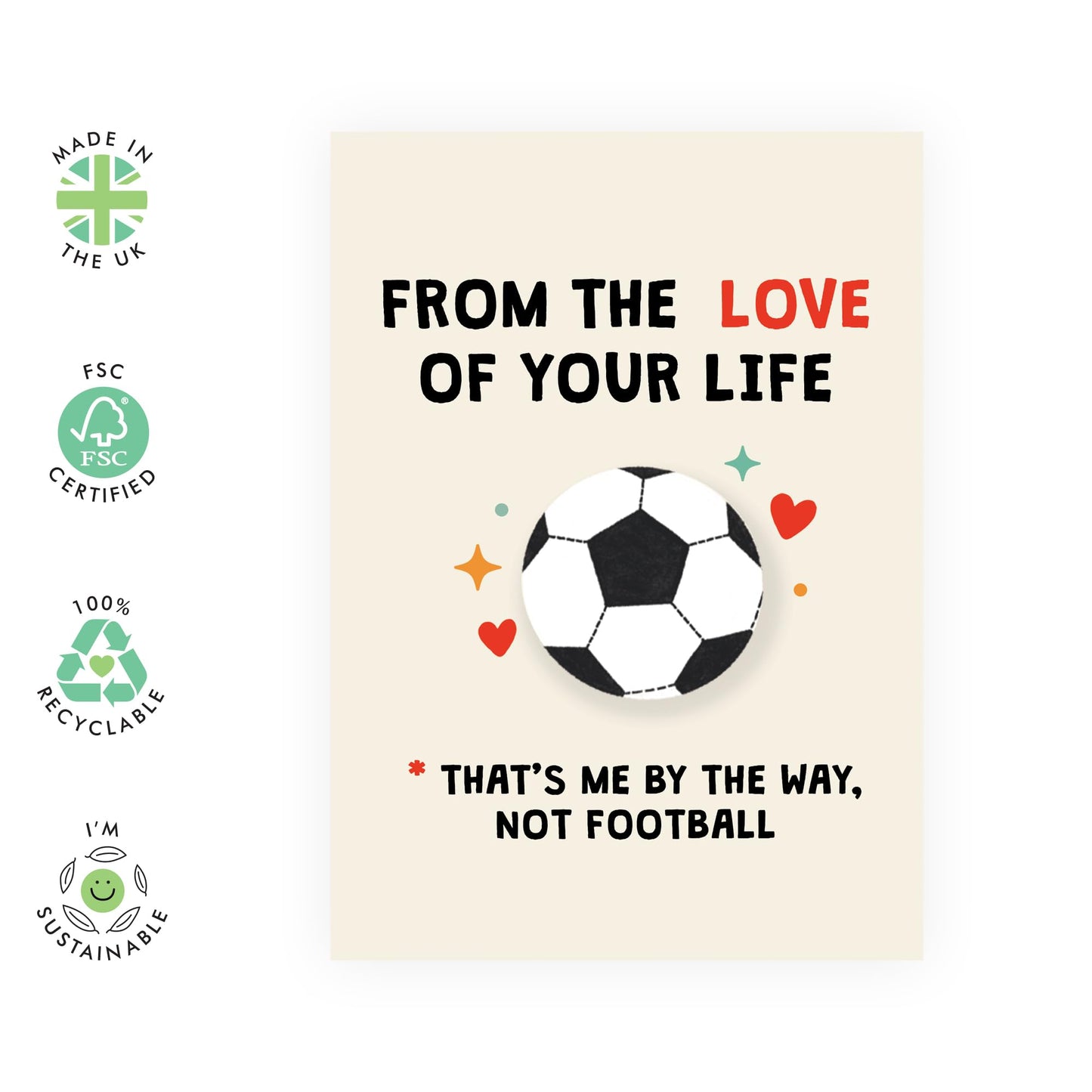 Birthday Cards For Boyfriend - Football Birthday Card For Men - Funny Greeting Cards For Fiance - Football Gifts For Him - Anniversary Card For Husband - Comes With Stickers By Central 23