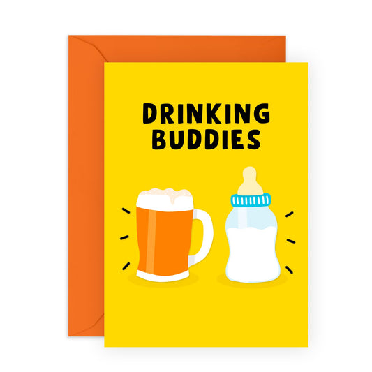 Funny Birthday Card For Him - Drinking Buddies - Humorous Birthday Cards For Men - Father’s Day Card For Husband Son Brother - Comes With Stickers - By Central 23