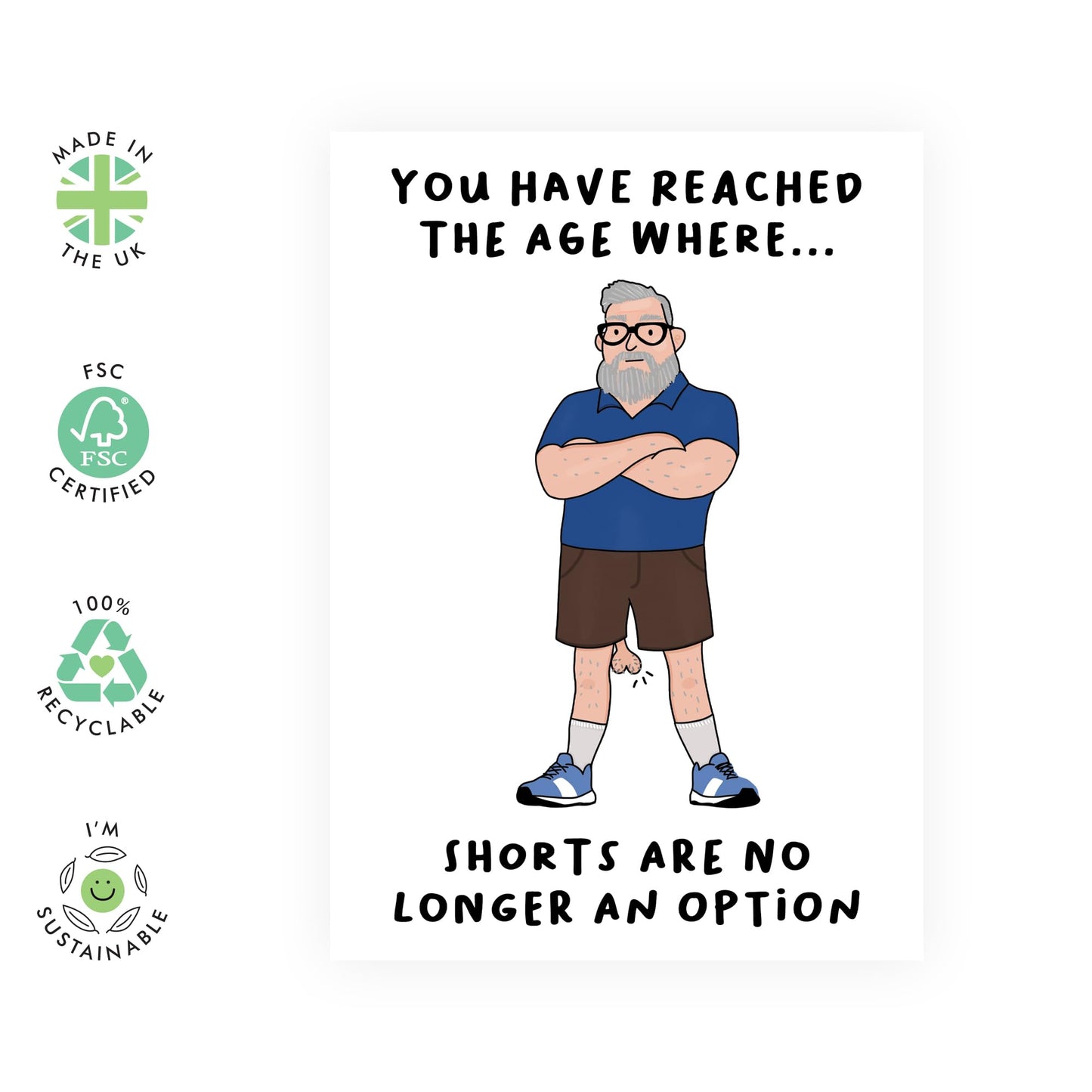 Husband Birthday Card From Wife - No Longer Wear Shorts - Funny Boyfriend Birthday Card - Hilarious Gifts For Him - Comes With Stickers And Envelopes By Central 23