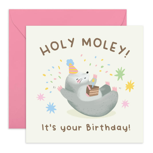 Birthday Card Happy Mole - 'Molevelous Birthday' - Gifts for Friends, Family, Co-worker, Colleagues, Bestie, Girls, Ladies, Women, Her - Marvelous - Comes with Fun Stickers