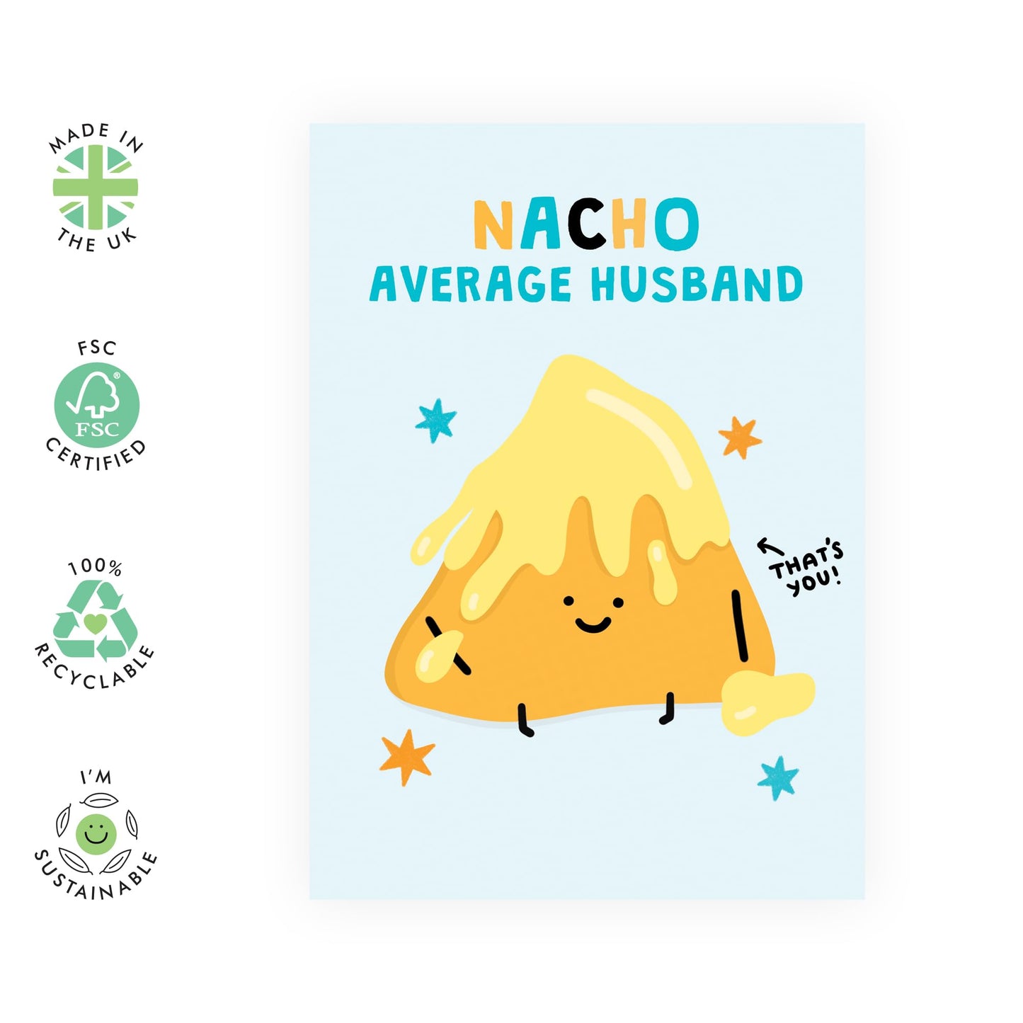 Funny Birthday Card For Men - Nacho Average Husband 3 - Anniversary Card For Him - Humorous Gifts For Husband - Valentines Card For Boyfriend Couples - From Wife - Comes With Stickers 23
