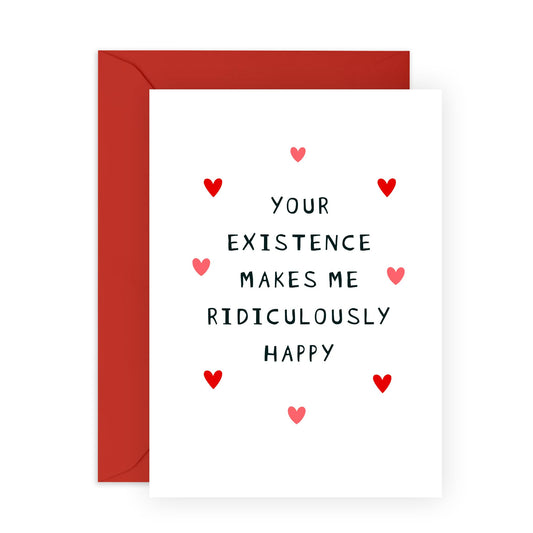 Boyfriend Birthday Card - Your Existence Makes Me Нарру - Sweet Love Cards For Girlfriend Wife - Anniversary Card For Husband - Valentines Day Cards - Comes With Cute Stickers By Central 23