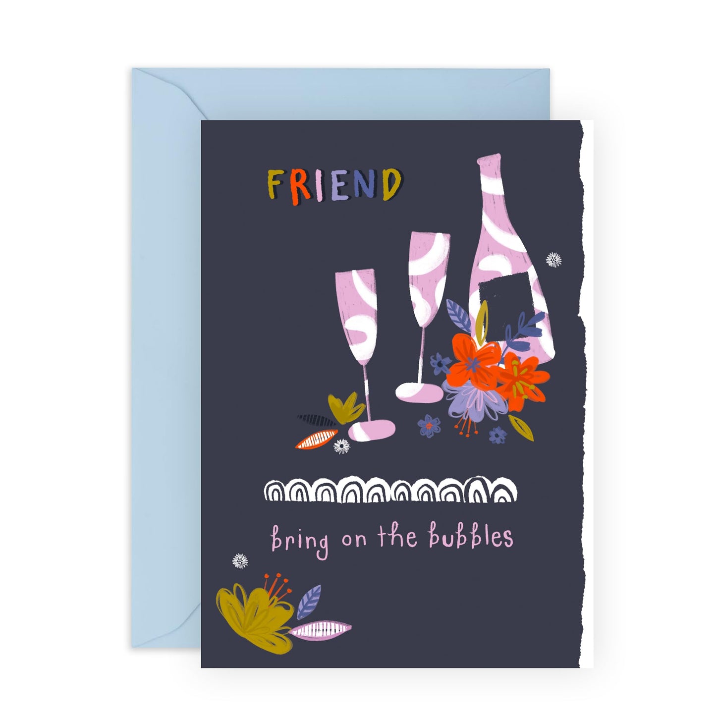 Birthday Card Floral Her - Friend Floral Bubbles - Pretty Greeting Card For Women - Floral Birthday Card - For Mother Wife Mum - Flower - Girlfriend - Comes With Fun Stickers - By Central 23