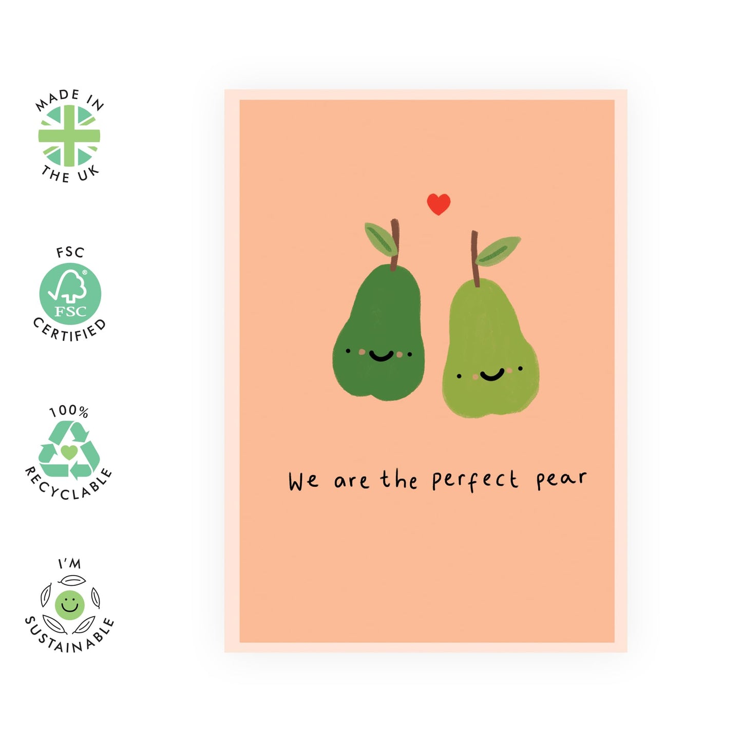 Anniversary Greeting Card - 'PERFECT PEAR' - Perfect for Adding a Sweet Touch to Any Occasion - Quirky Gift for Him, Her, Wife, Husband, Partners, Girlfriend, Boyfriend - Comes with Stickers