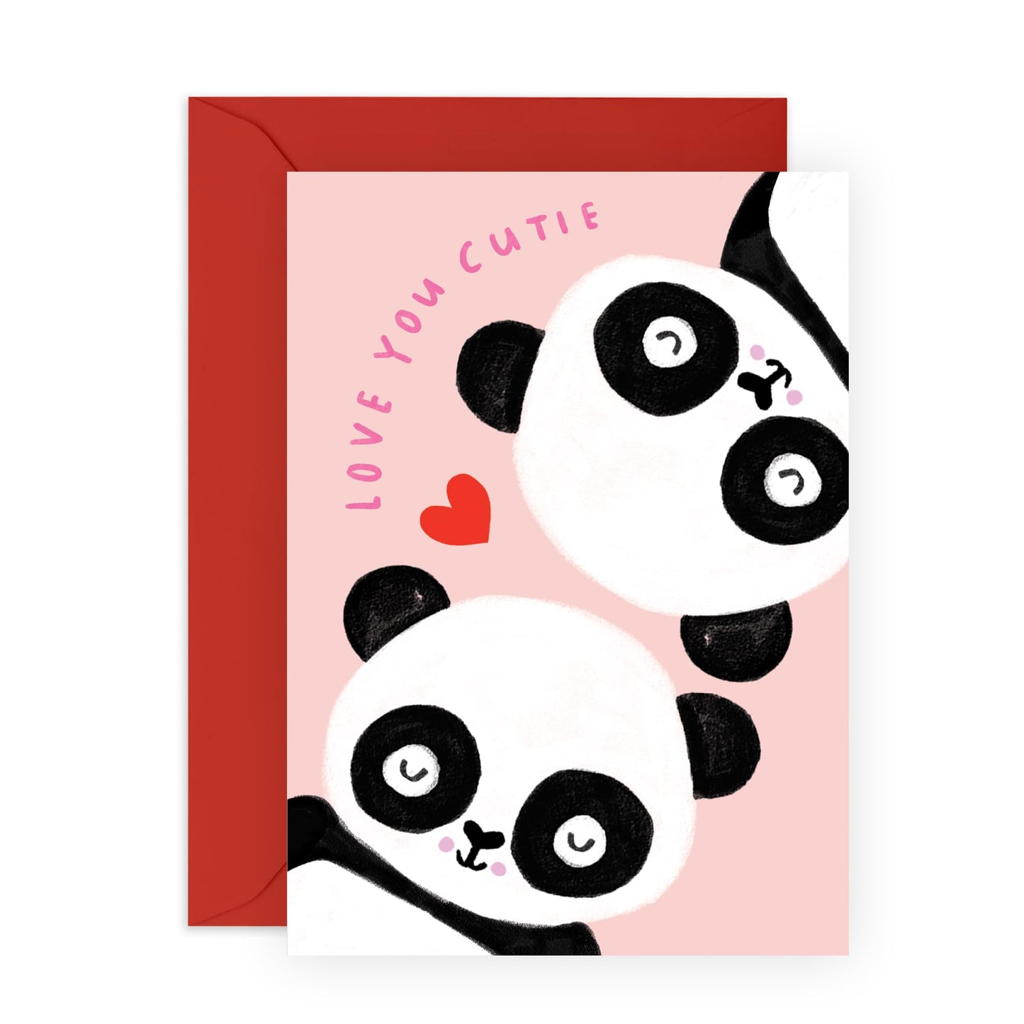 Cute Pandas Anniversary Card - 'Love Panda Cutie' - Valentines Gifts for Wife, Husband, Girlfriend, Boyfriend, Partners, Couples - Heart Together - Comes with Fun Stickers