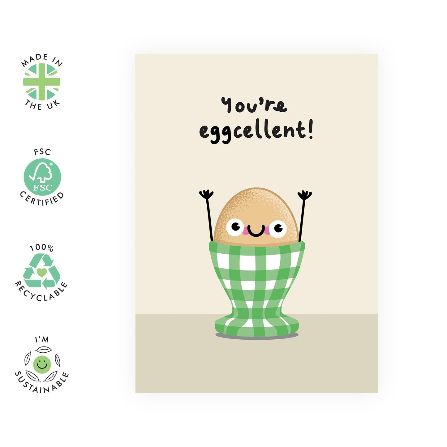 Greeting Card - 'EGGCELLENT CUP' - Perfect for Celebrating Breakfast Lovers and Fun Mornings - Ideal for Him, Her, Friends, Family, and Anyone Who Enjoys a Good Pun - Comes With Stickers By Central 23