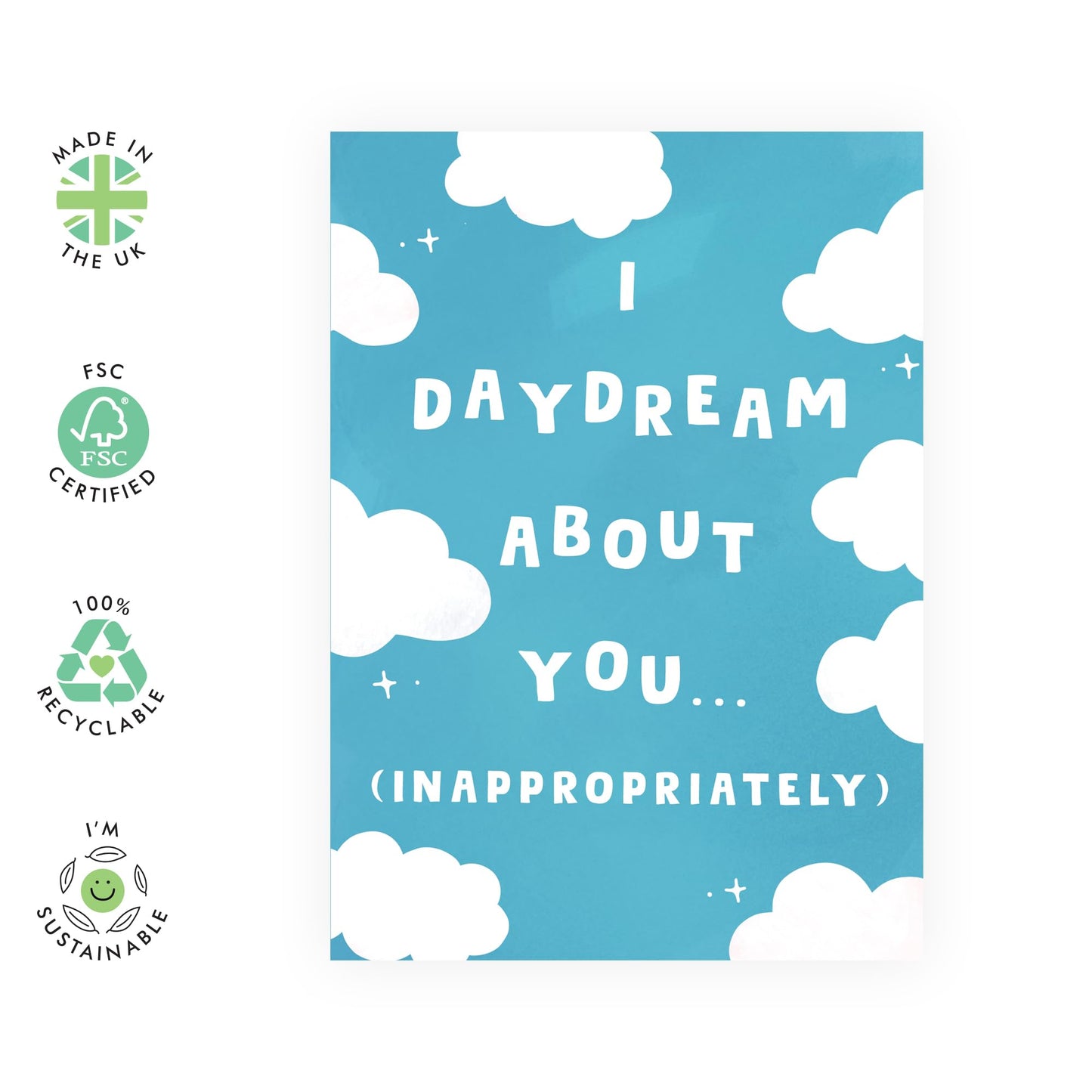 Funny Romantic Card - "I Daydream About You (Inappropriately)" - Hilarious Love, Anniversary, or Valentine's Day Card for Him, Her, Wife, Husband, Girlfriend, Boyfriend, Spouse or Partner