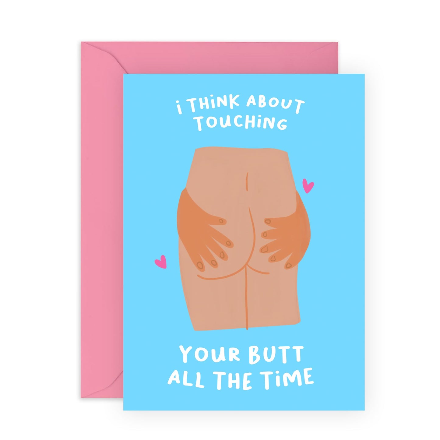 Valentines Day Card Girlfriend Boyfriend - I Think About Your Butt All The Time - Anniversary Card Couple - Greeting Cards Fiance - Wife - Greeting Cards - Comes With Stickers By Central 23