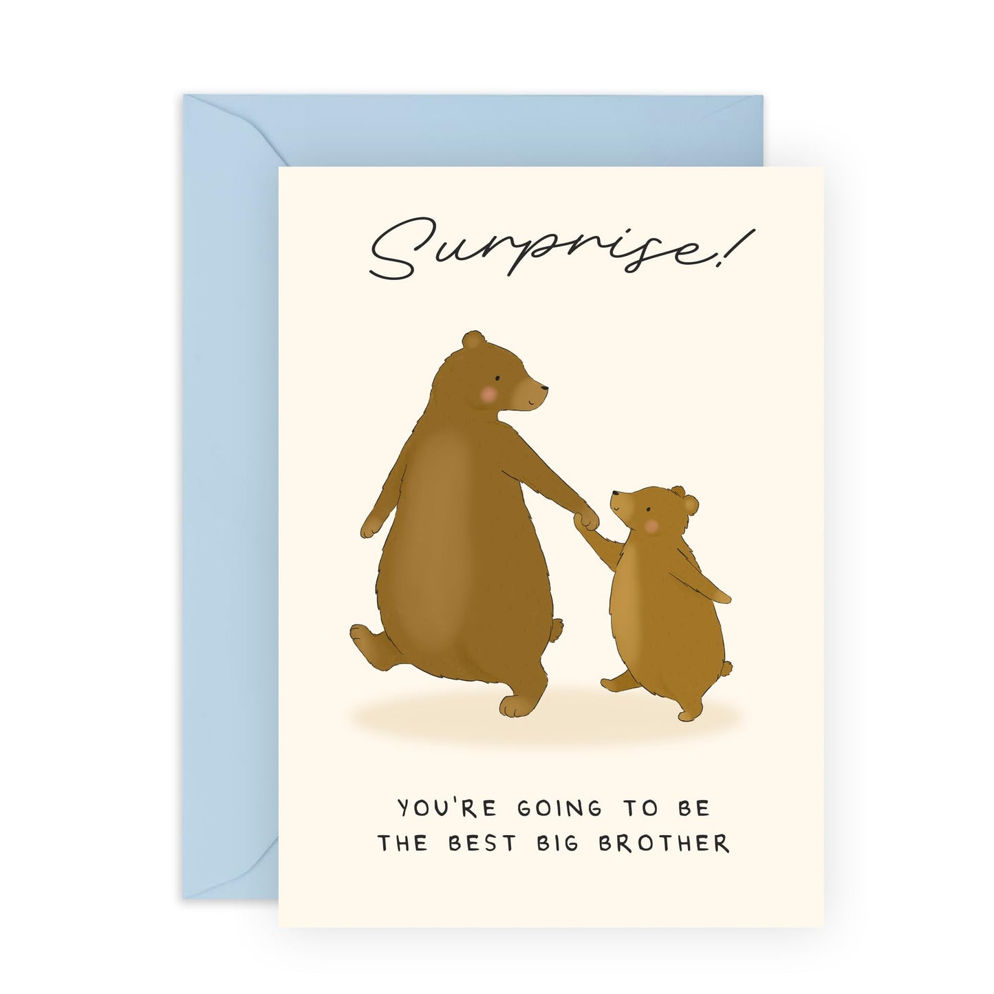 Big Brother Announcement Card – Cute Bear Design, Pregnancy Reveal for Son, Boys, Kids, Children, Him, Family - New Baby Sister or Brother - Baby Shower from Parents - Comes with Cute Stickers