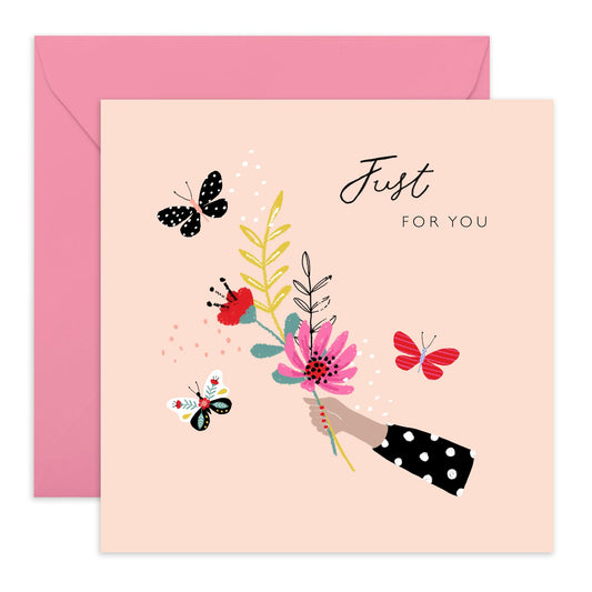 Just For You Greeting Cards For Women - Blank Card With Envelope - Flowers Bunch - All Occasion Cards For Sister Mum Nan Aunt - Gifts For Her - Comes With Stickers By Central 23