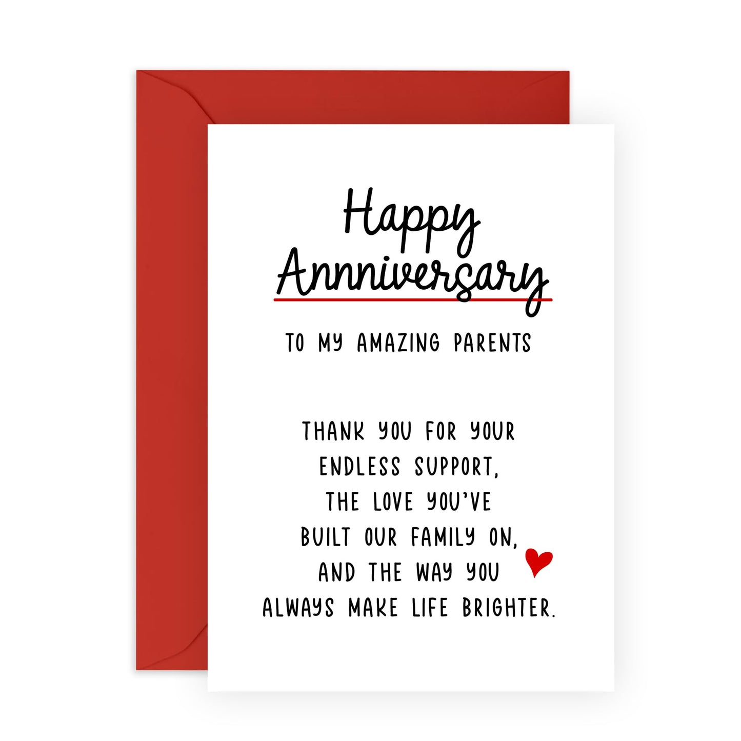 Anniversary Card For Mom and Dad - 'Parents Thank You' - Gift for Mother, Father, Them From Son, Daughter - Saying Thanks - Comes with Fun Stickers