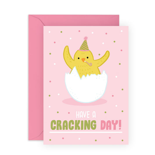 Happy Birthday Card For Boys Girls - Have A Cracking Day Chick - Cute Greeting Cards Birthday For Kids Son Daughter Nephew Niece - Celebration Gifts For Him Her - Comes With Stickers By Central 23