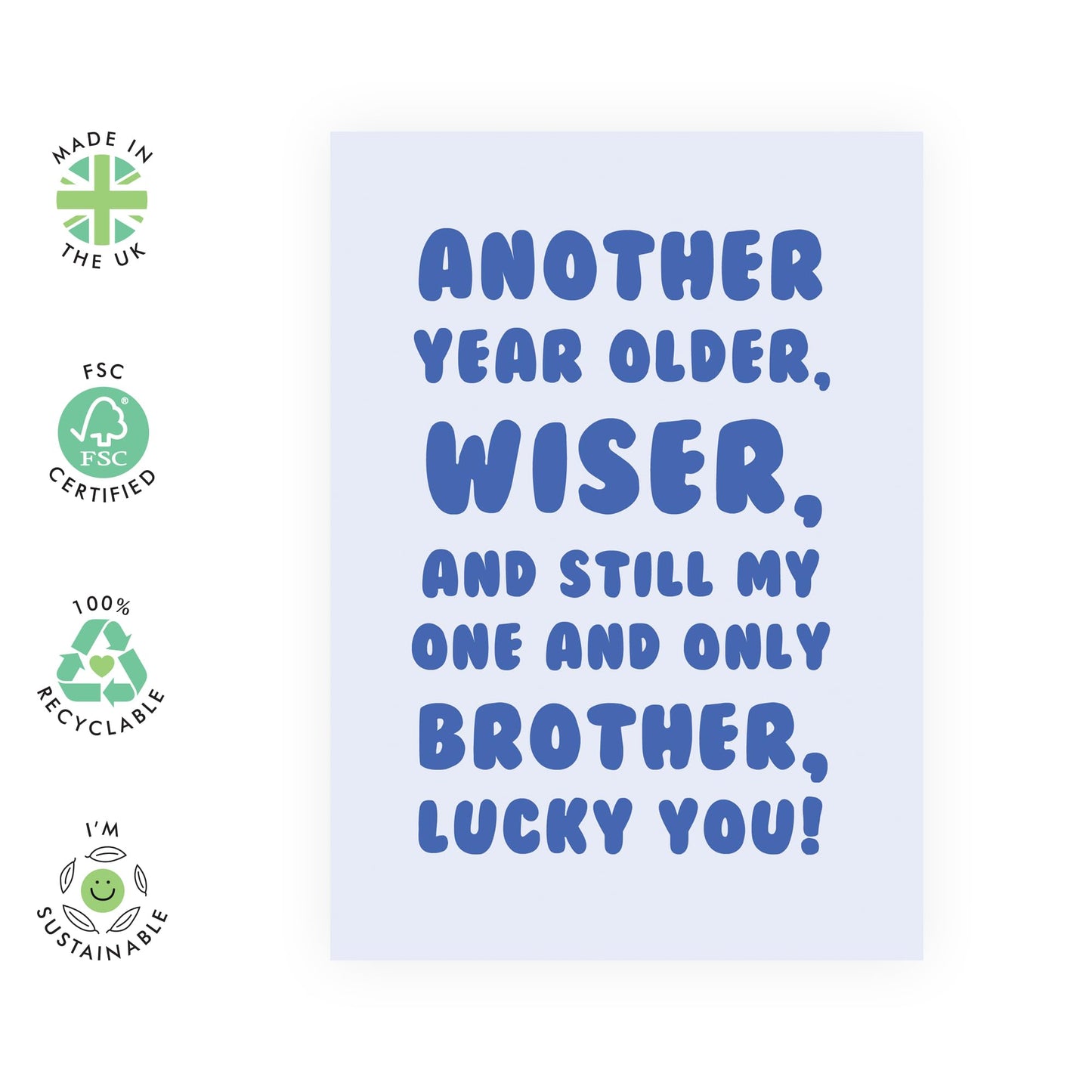 Brother Birthday Cards For Men - Lucky You - Sarcastic Greeting Cards For Him Male - Birthday Card For Brother - Witty Heartfelt Funny - Gifts For Him - Comes With Fun Stickers By Central 23