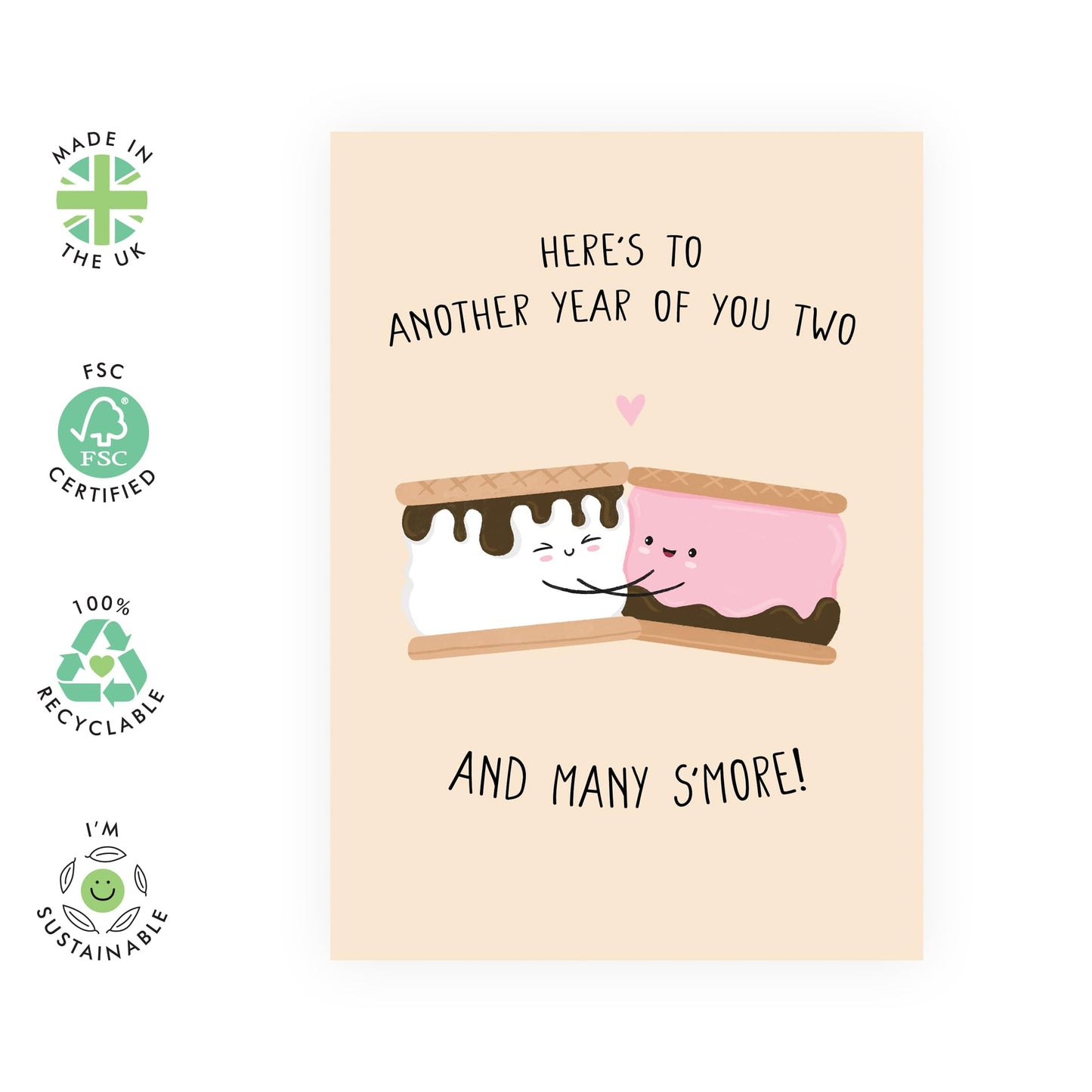 Romantic Anniversary Card for Them - 'Another Year Many Smores' - Gifts for Friends, Brother, Sister, Mum, Dad, Parents, Cousin, Colleagues - Cute Presents Men Women- Comes with Fun Stickers
