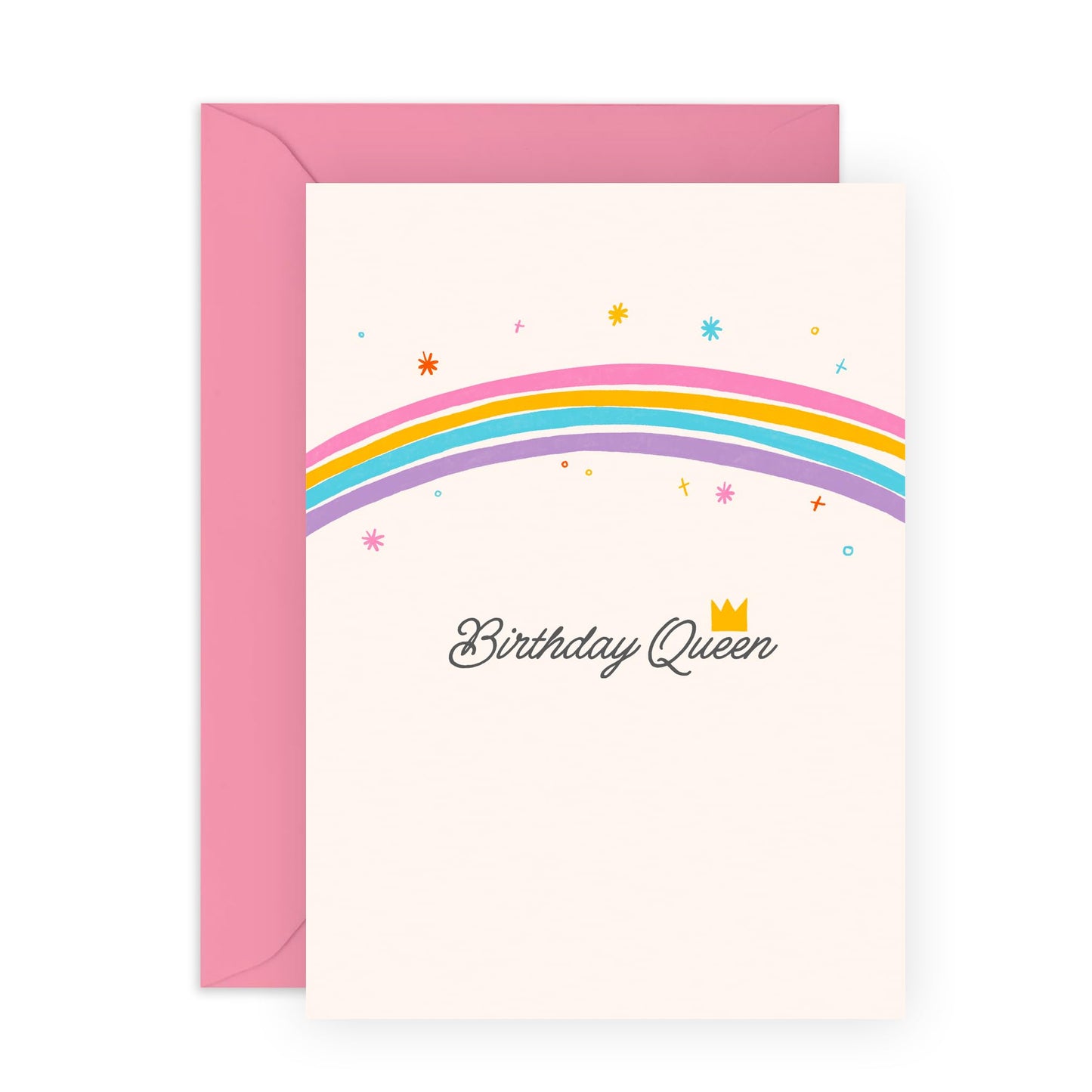 Birthday Card For Her - Birthday Queen Rainbow - Sweet Birthday Card For Fiance - Mum Gifts From Daughter Or Son - For Girlfriend Comes With Stickers By Central 23