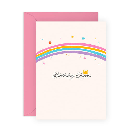 Birthday Card For Her - Birthday Queen Rainbow - Sweet Birthday Card For Fiance - Mum Gifts From Daughter Or Son - For Girlfriend Comes With Stickers By Central 23