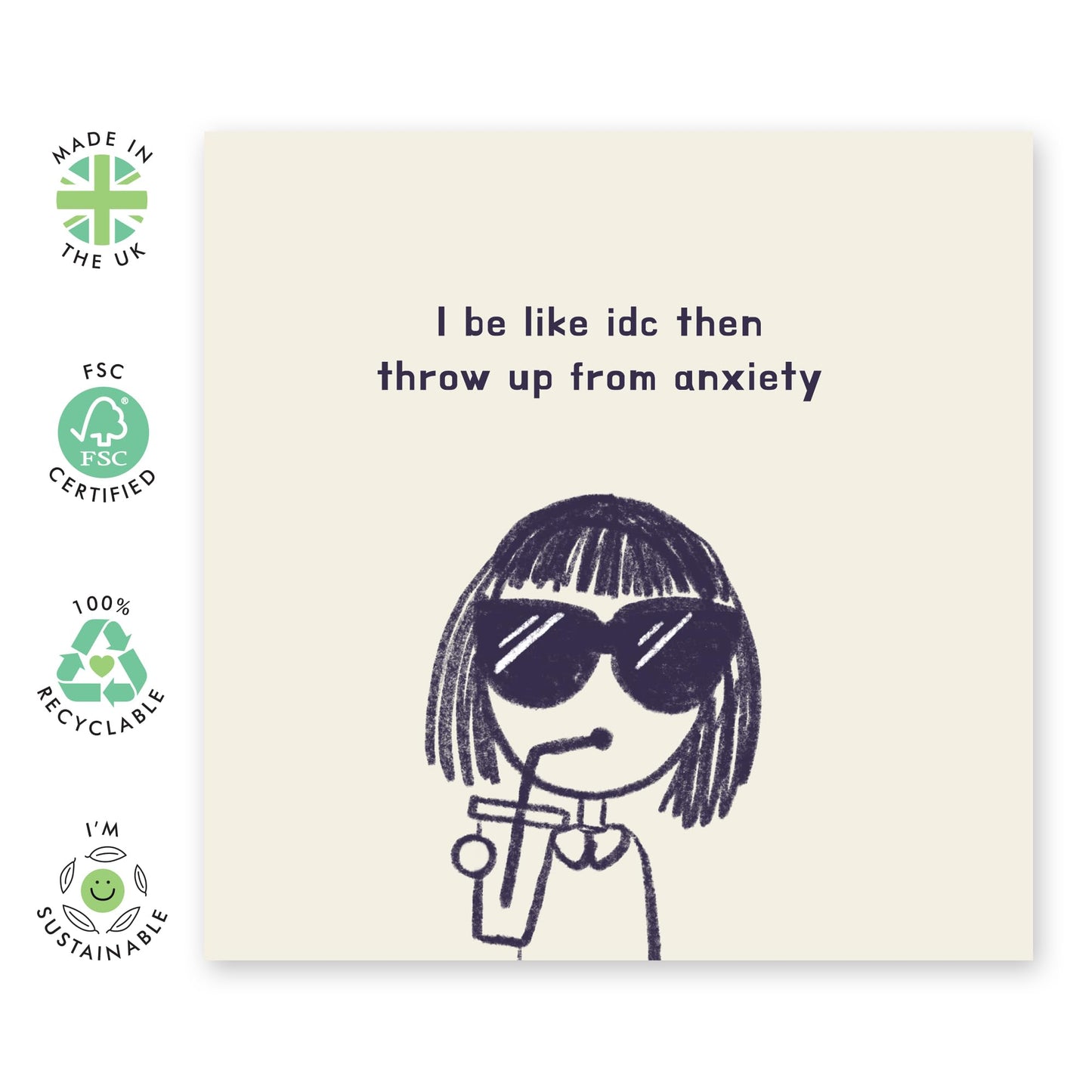 Rude Birthday Cards For Men - I Be Like Idc Then Throw Up From Anxiety - Best Friend Birthday Gifts - Funny Birthday Greeting Cards For Women - For Mum Dad - Comes With Fun Stickers By Central 23