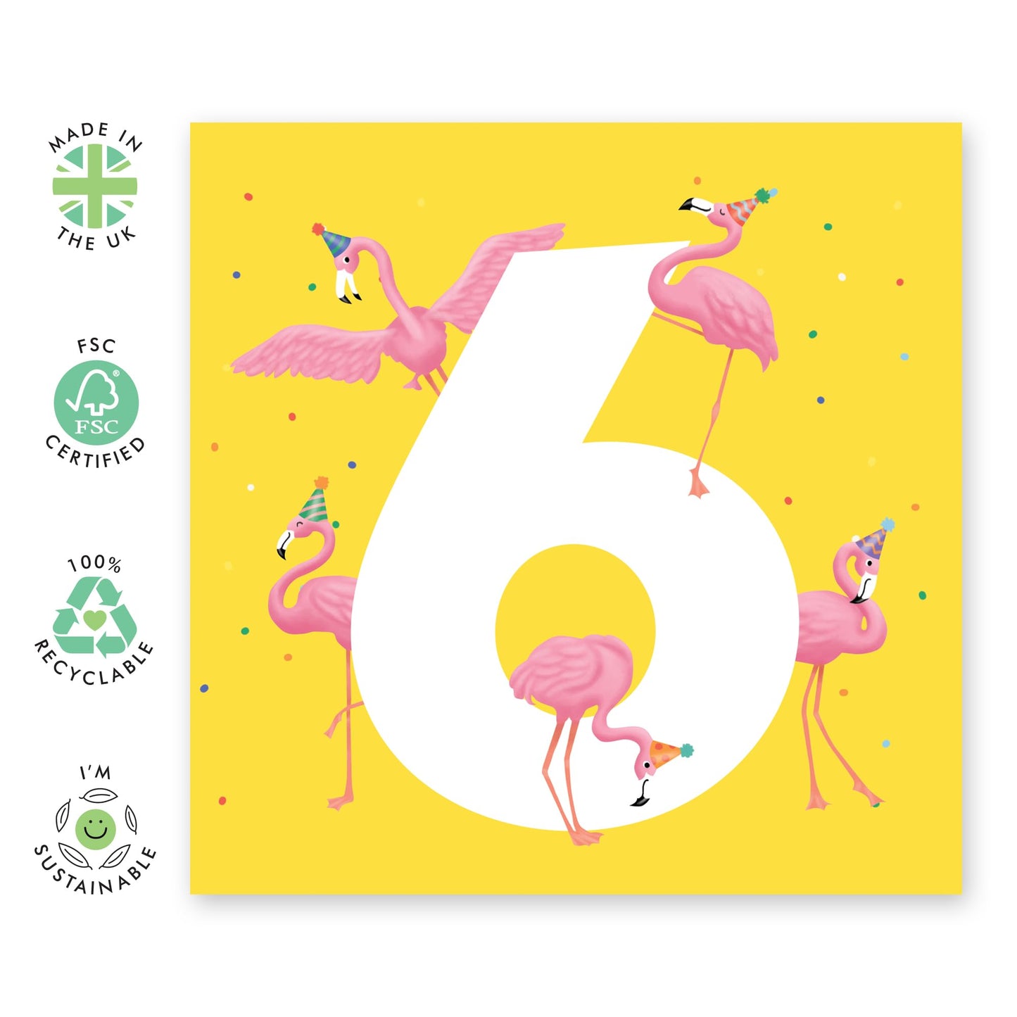 6th Birthday Card Daughters - Flamingo Age 6 - Toddler Milestone Cards Age Six Year Old - Sixth Birthday Cards - Gifts For Girls Granddaughter Niece - Comes With Sticker By Central 23