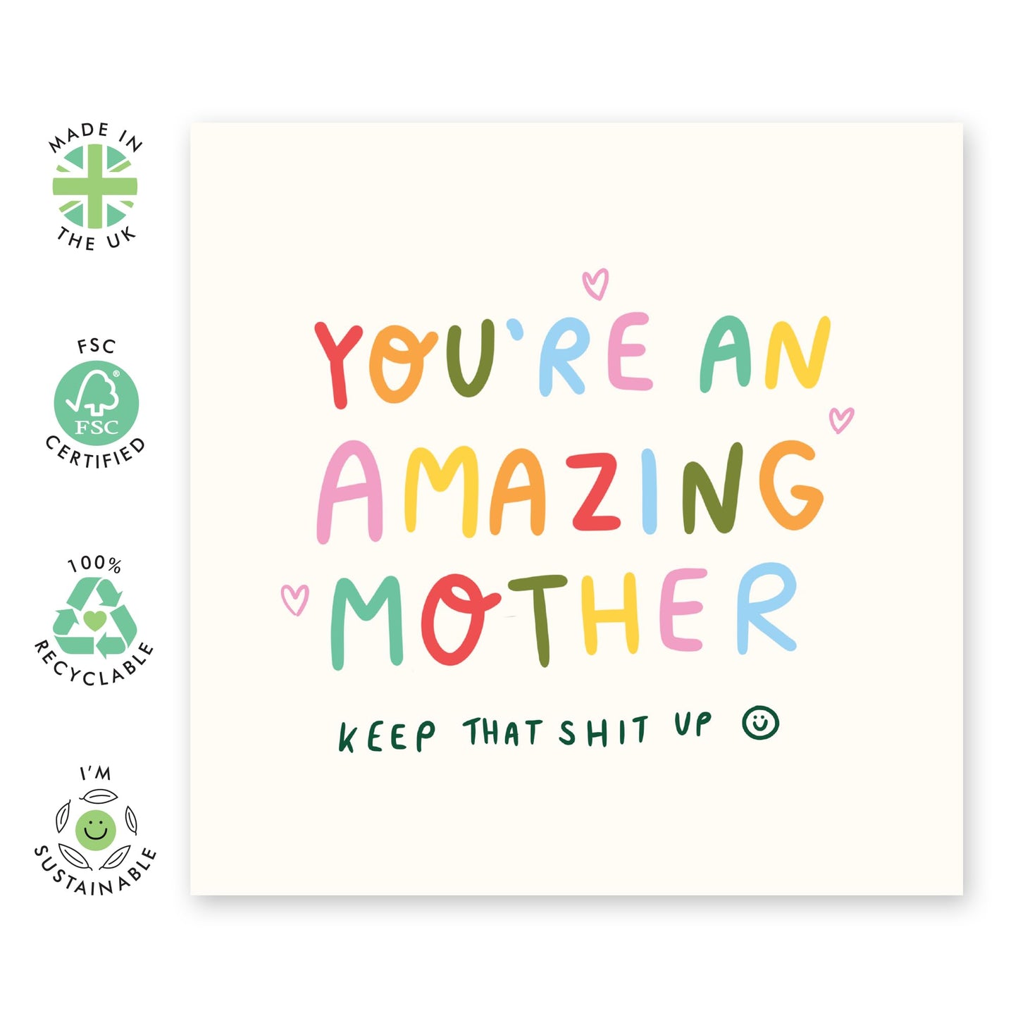 Appreciating Mum Birthday Card - You're An Amazing Mother, Keep It Up! - Happy Mothers Day Thank You Gift for Her, Mummy, Ma, Mama from Son or Daughter - Comes With Stickers
