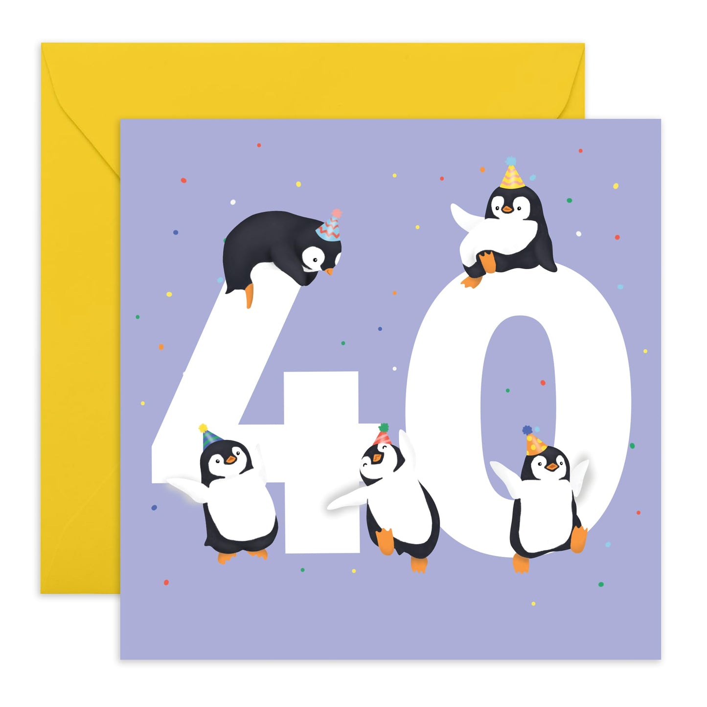 40th Birthday Card For Husband Wife - Penguin Age 40 - Animal Birthday Card For Mum Dad - Men Women - Happy Fortieth Birthday Greeting Card- Comes With Fun Stickers - By Central 23