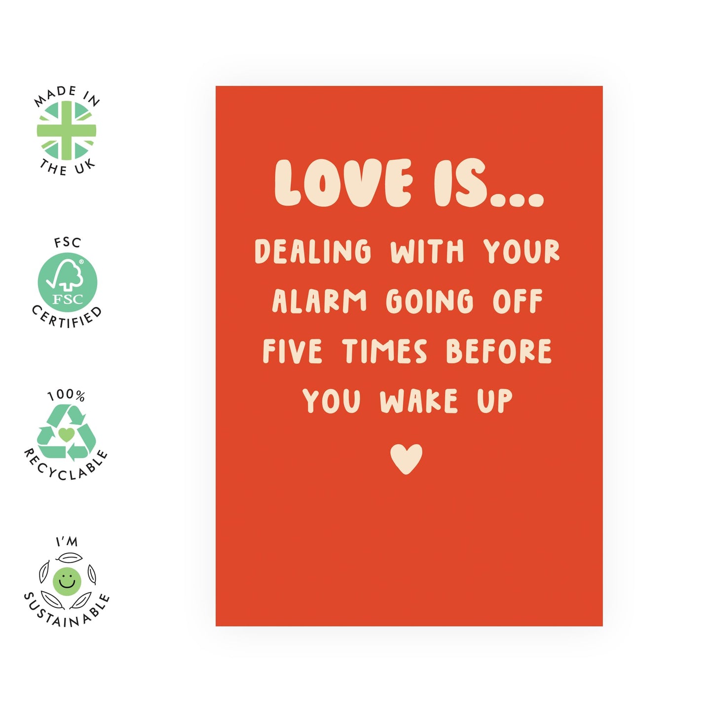 Hilarious Anniversary Day Card - 'Love is Alarm Going Off' - Valentines Gifts for Wife, Husband, Girlfriend, Boyfriend, Partners, Couples - Define Love - Comes with Fun Stickers