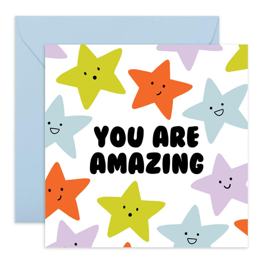Cheering Up Greeting Card - 'You Are Amazing' - Gifts for Colleagues, Co-workers, Son, Daughter, Niece, Nephew, Family, Relatives, Students - Go Get It - Comes with Fun Stickers