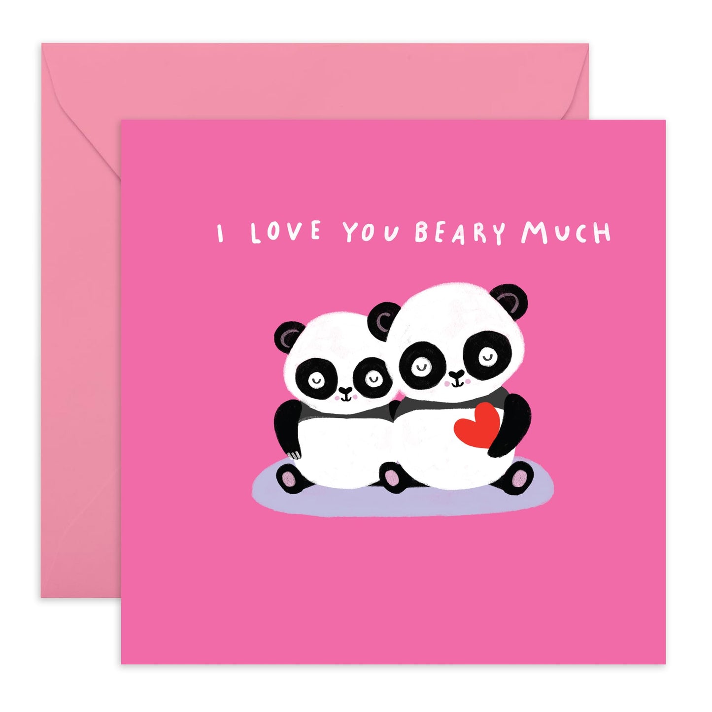 Cute Pandas Anniversary Card - 'Love U Beary Much' - Valentines Gifts for Wife, Husband, Girlfriend, Boyfriend, Partners, Couples - Together - Comes with Fun Stickers