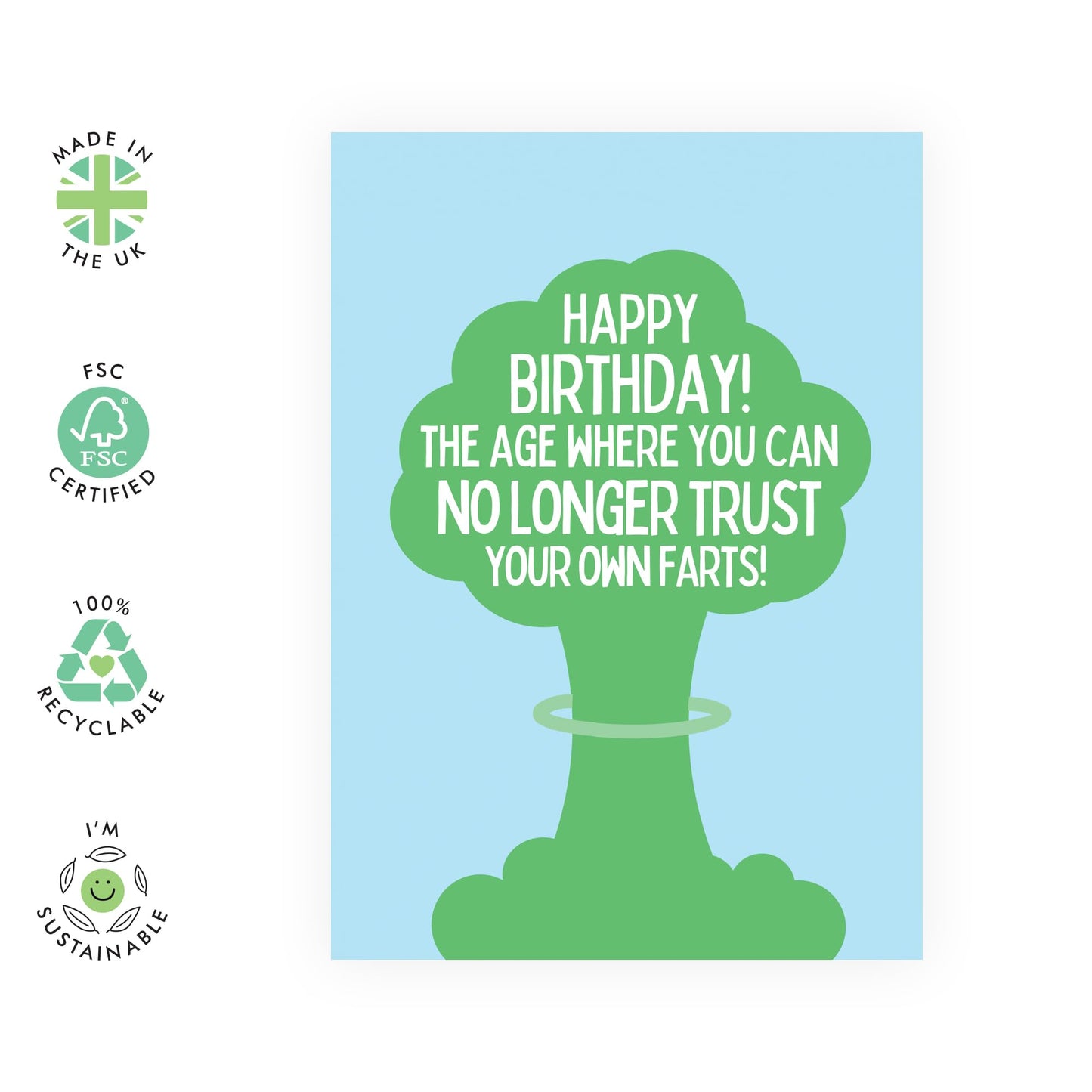 Funny Birthday Card on Aging - 'Can't Trust A Fart' - Gifts for Best & Close Friends, Sisters, Sis, Gal , Her, Bruv, Mate, Colleague - Kaboom - Comes with Fun Stickers