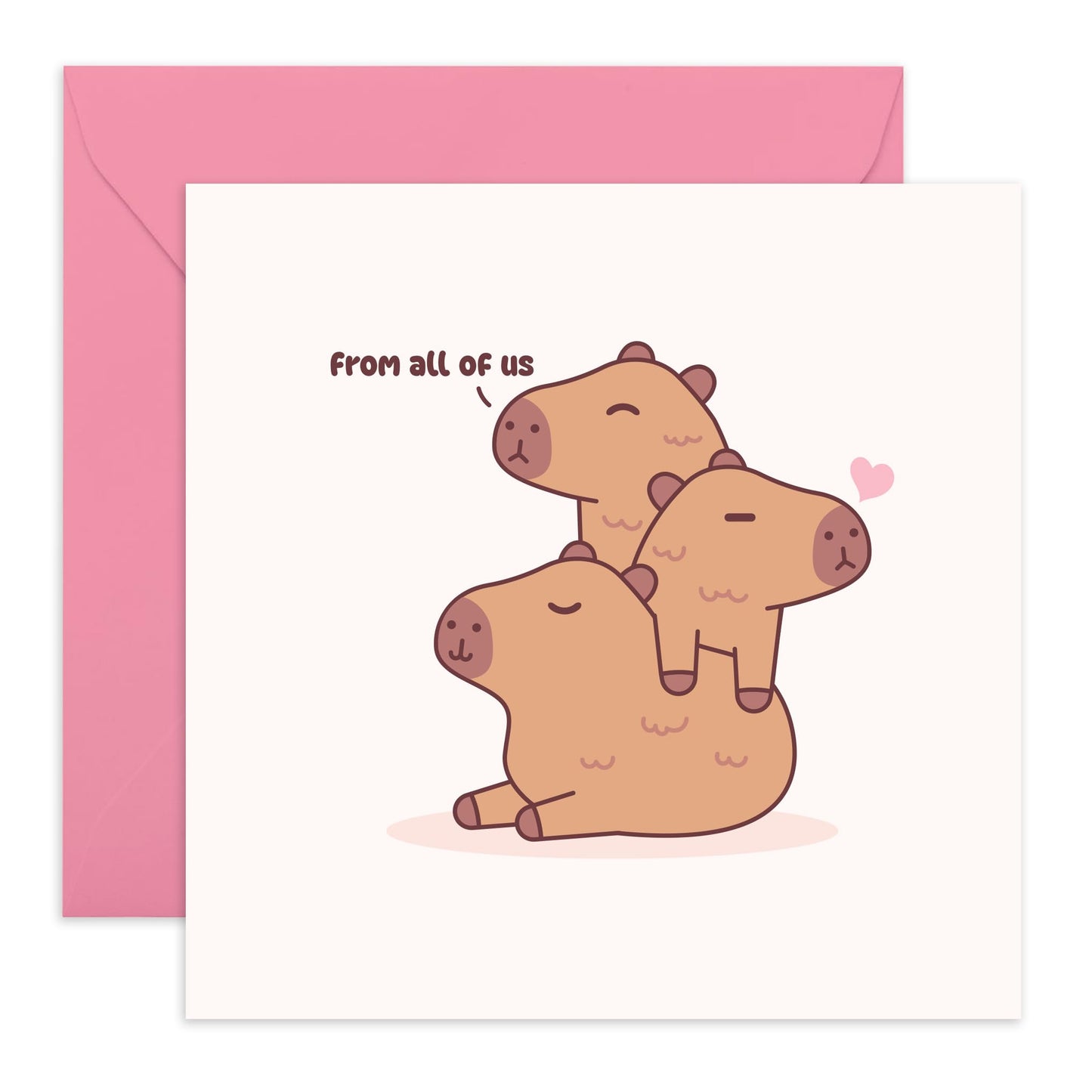 Birthday Card Greeting From Everyone - 'Capy From All Of Us Kawaii' - Gifts for Family, Friends, Teammates, Classmates, Groupmates, Relatives - Cute Adorable - Comes with Fun Stickers